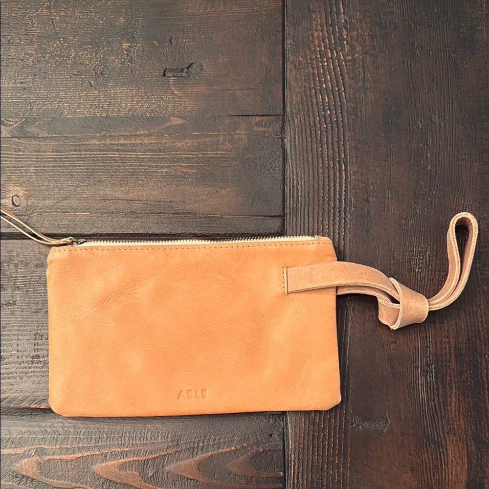 Able Rachel Cognac Leather Wristlet